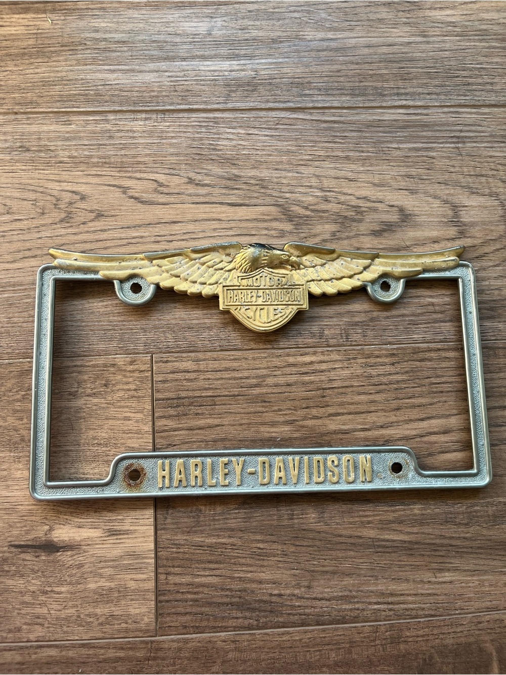 Harley Davidson Metal License Plate Frame Heavy Duty Bald Eagle Silver Gold
